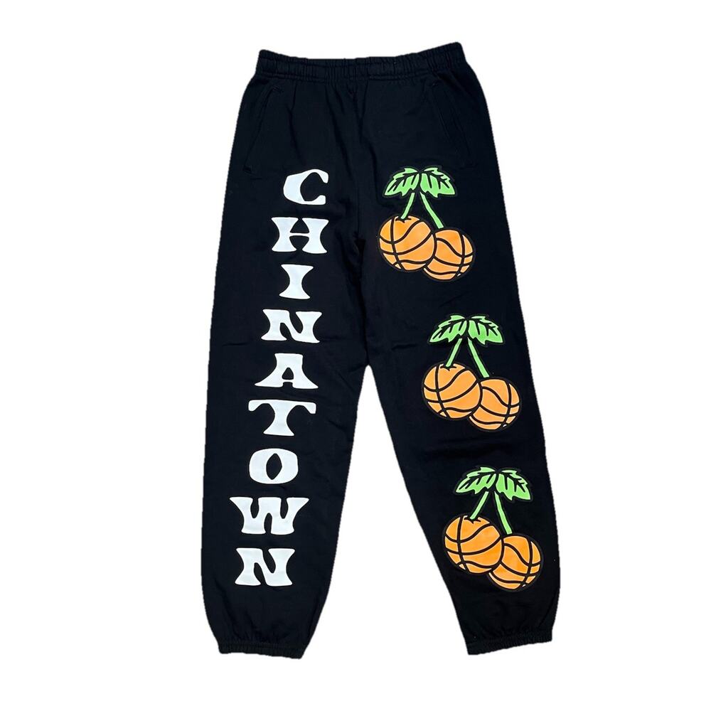 Chinatown Market Sweatpants Mens M Black Graphic Logo Basketball Cherry NWT